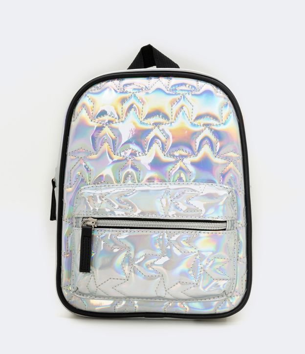 Bolso Infantil Mini Bag Holográfica con Matelassê de Estrellas Plata 1