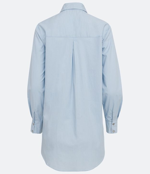 Camisa Alargada en Tricolina con Barra Mullet Azul 7