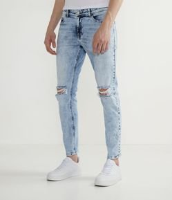 Calça Skinny em Jeans Marmorizado