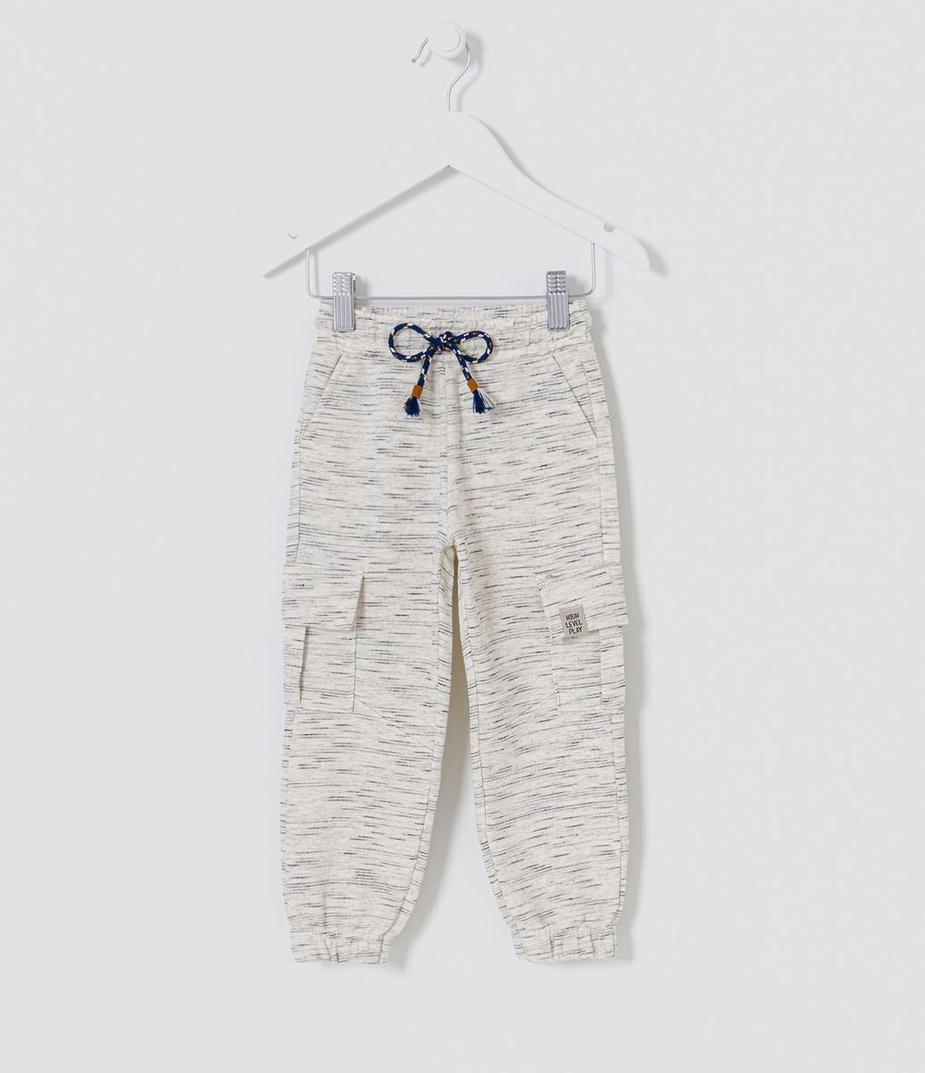 Pantalón Infantil con Algodón con Bolsillos Cargo - Talle 1 a 5 años Blanco