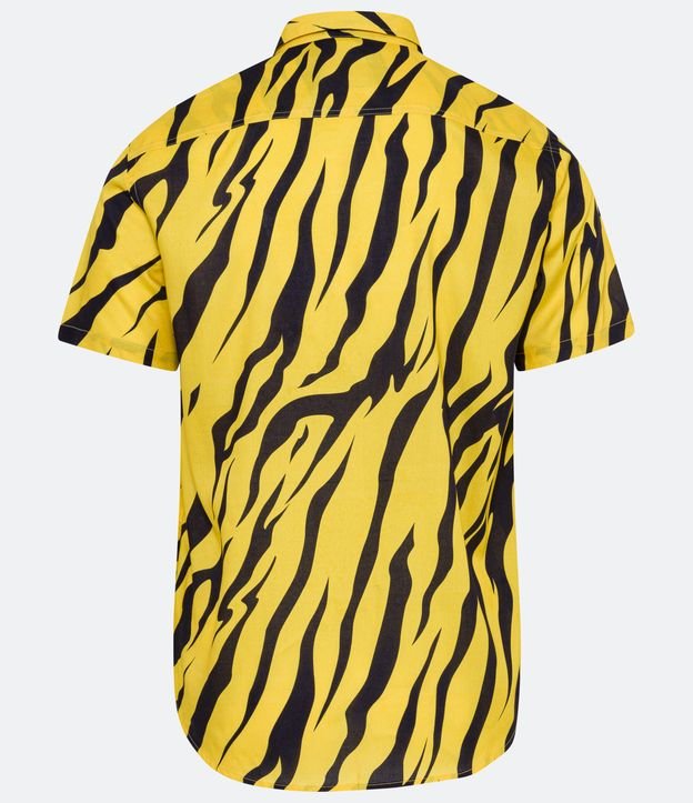Camisa Manga Corta en Viscosa con Estampado Animal Print Tigre Amarillo 6
