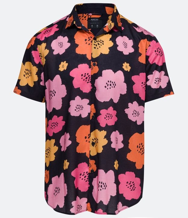 Camisa Manga Curta em Viscose com Estampa Floral 5