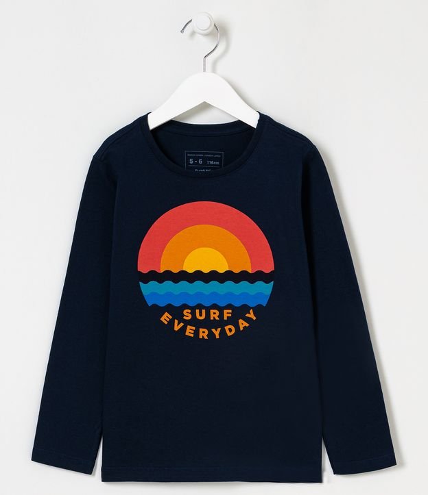 Camiseta Infantil com Estampa de Por do Sol - Tam 5 a 14 anos