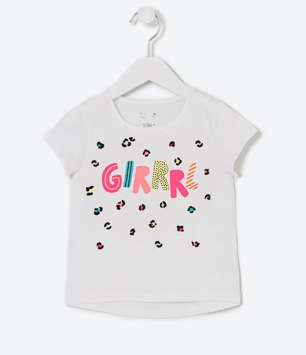Blusa Infantil com Estampa Girrrl e Animal Print Onça - Tam 1 a 5 anos