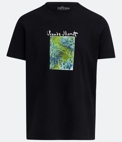 Camiseta Slim em Algodão Manga Curta com Estampa Monet