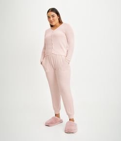 Pijama Longo em Tricô com Botões
