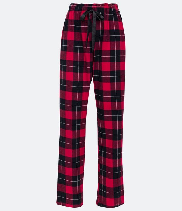 Pantalón de Pijama en Franela Cuadrillé con Cintura Elástica Rojo 5