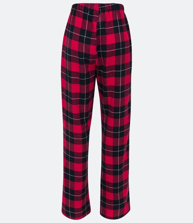 Pantalón de Pijama en Franela Cuadrillé con Cintura Elástica Rojo 6