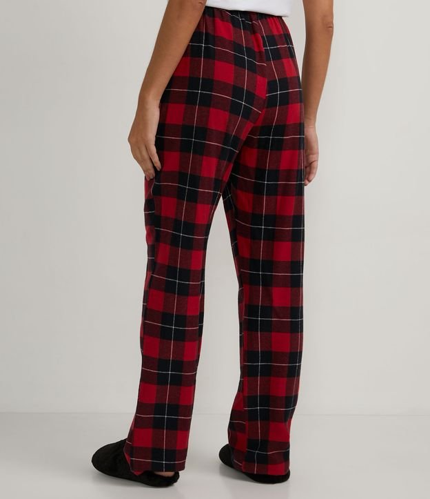 Pantalón de Pijama en Franela Cuadrillé con Cintura Elástica Rojo 2