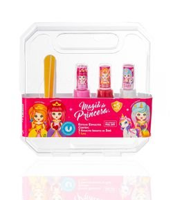 Kit Infantil com 3 Esmaltes Princesas Fabulosa  Inteligente e Amorosa  Magia das Princesas
