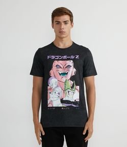 Camiseta Manga Curta Meia Malha Estampa Vilões Dragon Ball