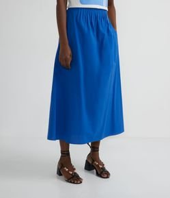 Saia Midi em Algodão com Pregas Frontais