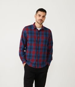 Camisa Comfort em Algodão Xadrez com Manga Longa