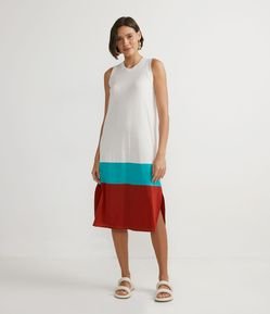 Vestido Midi em Viscose com Color Block