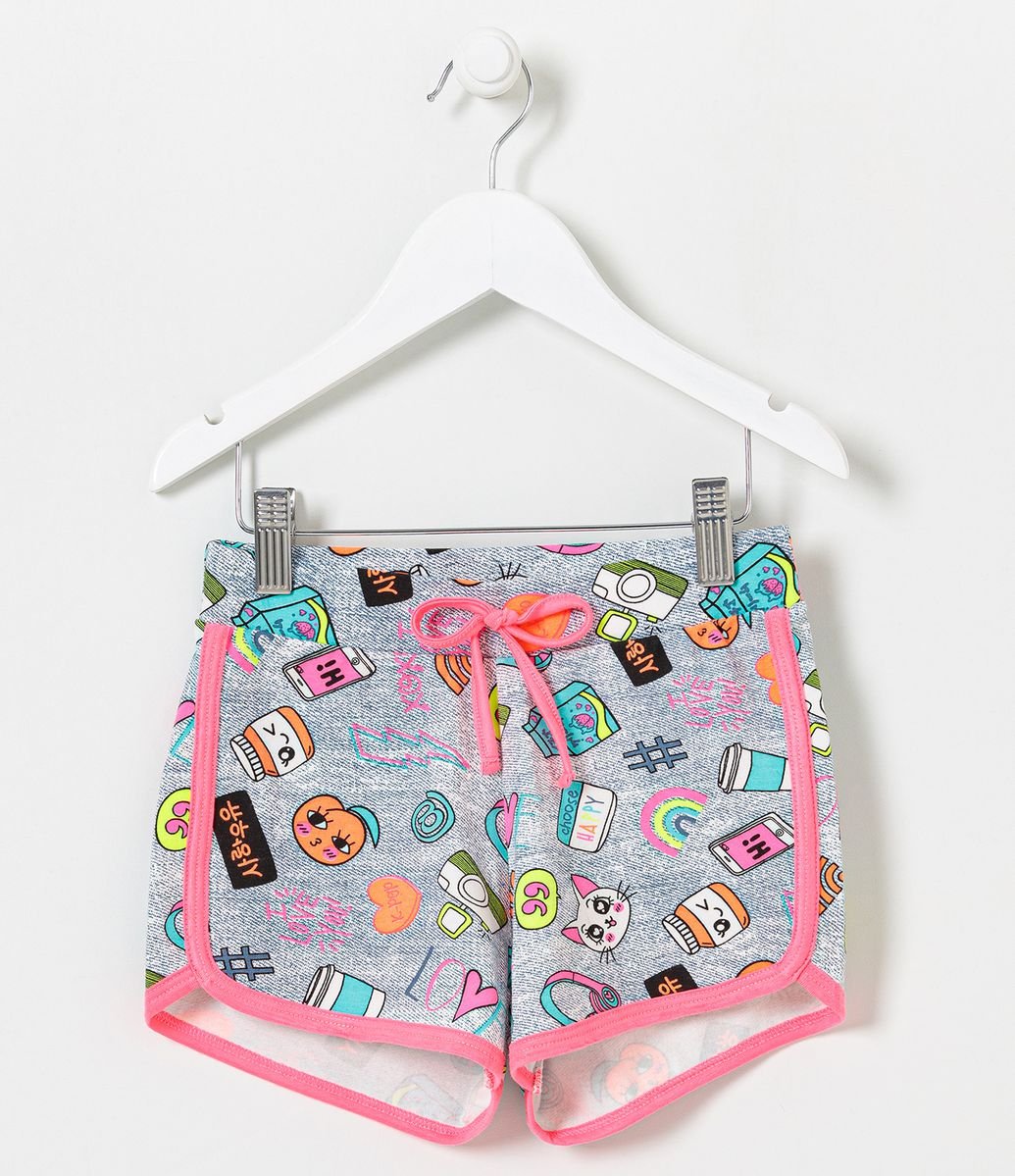 Short Infantil Runner com Estampas de Doodles - Tam 5 a 14 anos Menor preço em Short Infantil Runner com Estampas de Doodles - Tam 5 a 14 anos