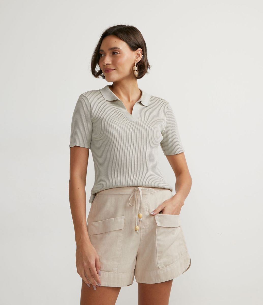 blusa de trico gola polo