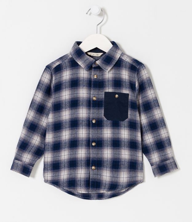 Camisa Infantil en Algodón Cuadrillé - Talle 1 a 5 años Azul 1