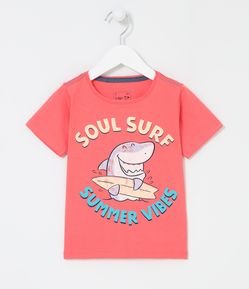 Camiseta Infantil com Estampa de Tubarão Surfista - Tam 1 a 5 anos