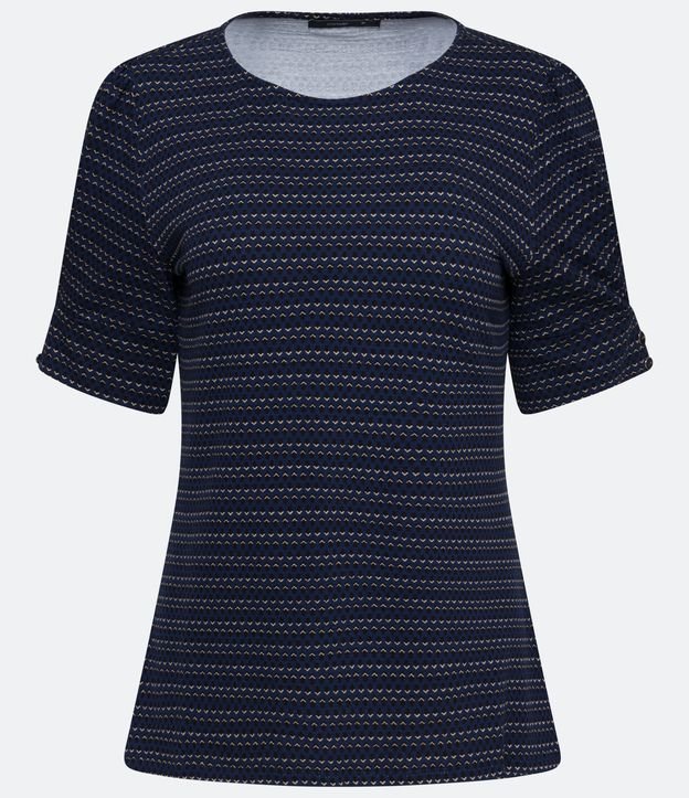 Blusa Manga Corta en Viscolycra Estampada Azul 7