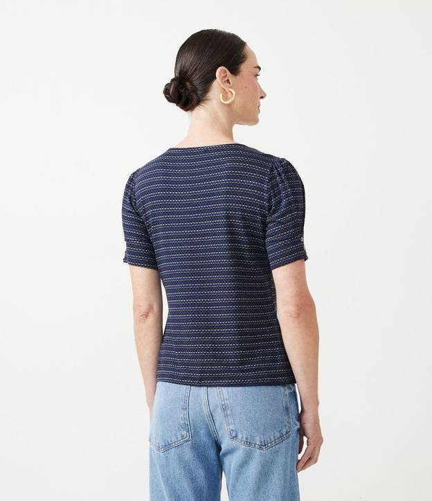 Blusa Manga Corta en Viscolycra Estampada Azul 5