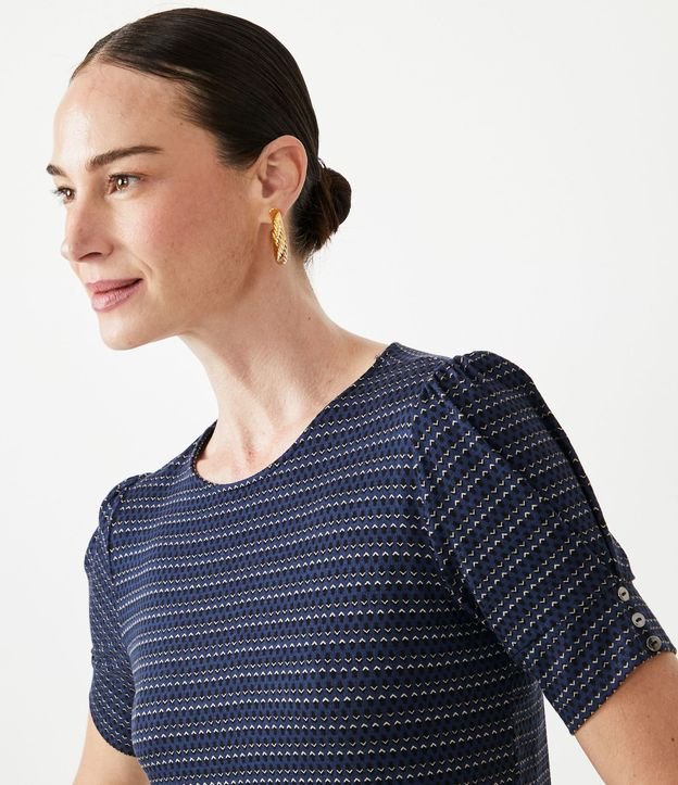 Blusa Manga Corta en Viscolycra Estampada Azul 6
