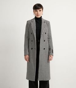 Casaco Alongado em Polivelour em Xadrez Pied-de-Poule
