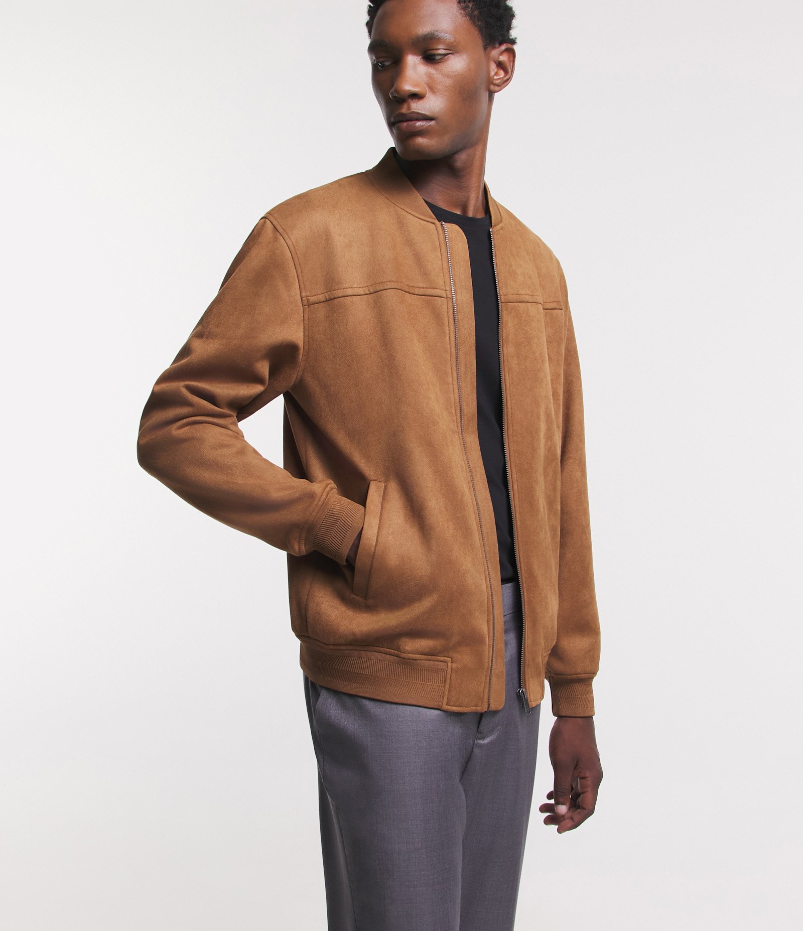 Jaqueta Bomber com Zíper e Bolsos Marrom Café 6