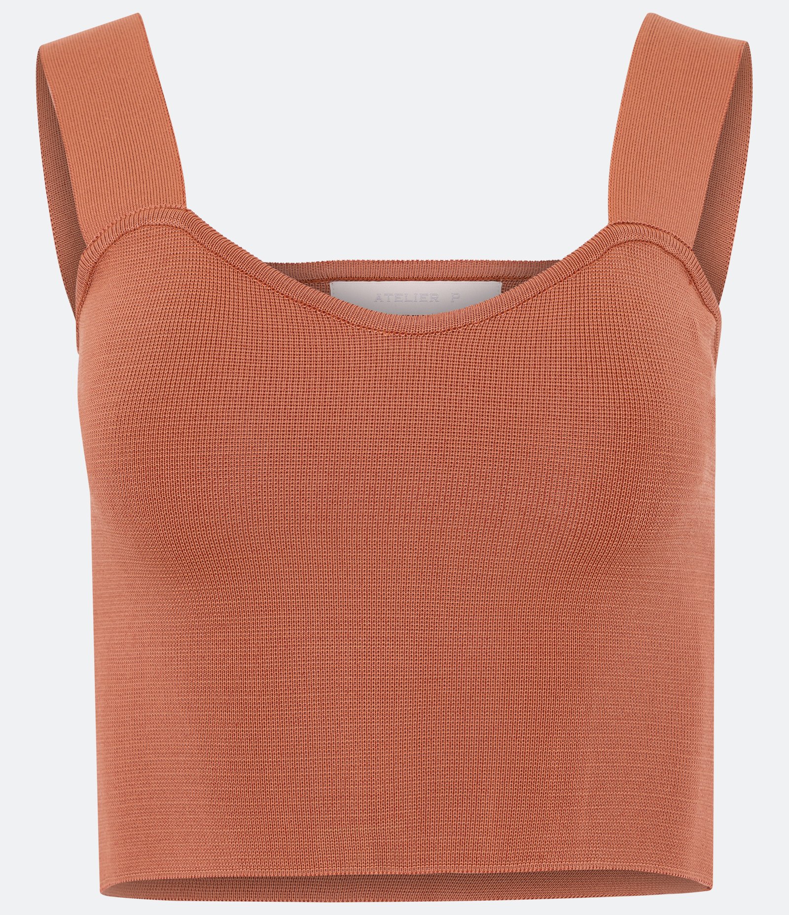 Blusa Regata Cropped em Tricô com Alças Largas Laranja 1