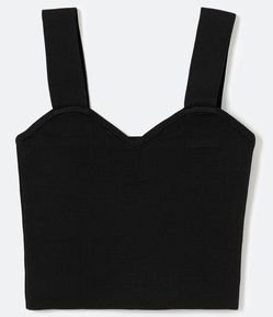 Blusa Regata Cropped em Tricô com Alças Largas