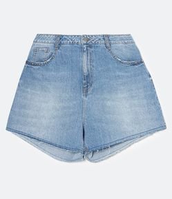 Short Mom em Jeans com Tachas Aplicadas nos Bolsos Curve & Plus Size