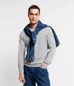 Suéter Comfort Básico em Tricô com Manga e Barra Ajustada