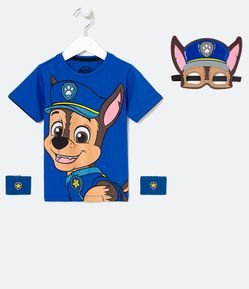 Camiseta Infantil Estampa Patrulha Canina com Máscara Interativa - Tam 2 a 5 anos