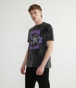 Camiseta Manga Curta em Algodão com Estampa Black Sabbath