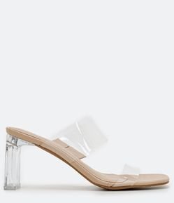Sandália Duas Tiras Transparentes e Salto Acrílico
