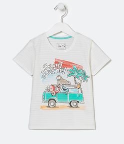 camiseta Infantil com Estampa Amigos do Mar - Tam 1 a 5 anos