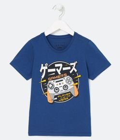 Camiseta Infantil em Algodão com Estampa Videogame  - Tam 5 a 14 anos
