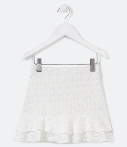 Short Saia Infantil com Bordado e Babados - Tam 5 a 14 anos