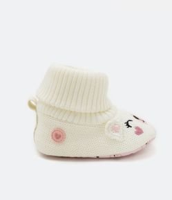Bota Infantil com Bordado de Gatinha - Tam 0 a 18 meses