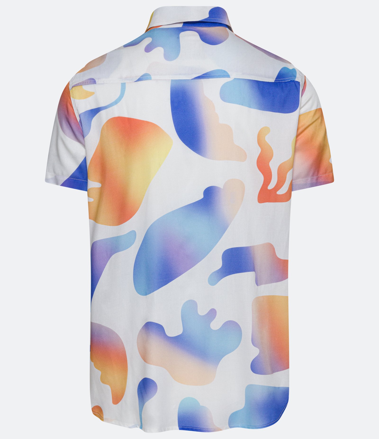 Camisa Manga Curta em Viscose com Estampa Modernista Gradiente Branco Neve 2