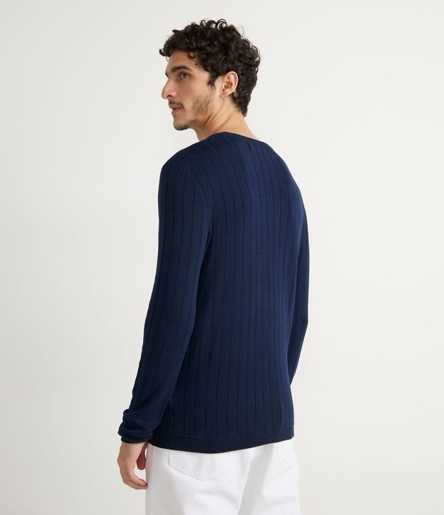 Suéter en Viscosa con Textura en Rayas Verticales Azul 2