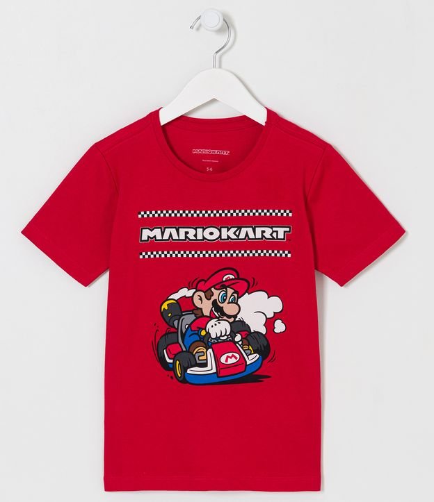 Remera Infantil Manga Corta en Algodón con Estampado Mario Kart Rojo 1
