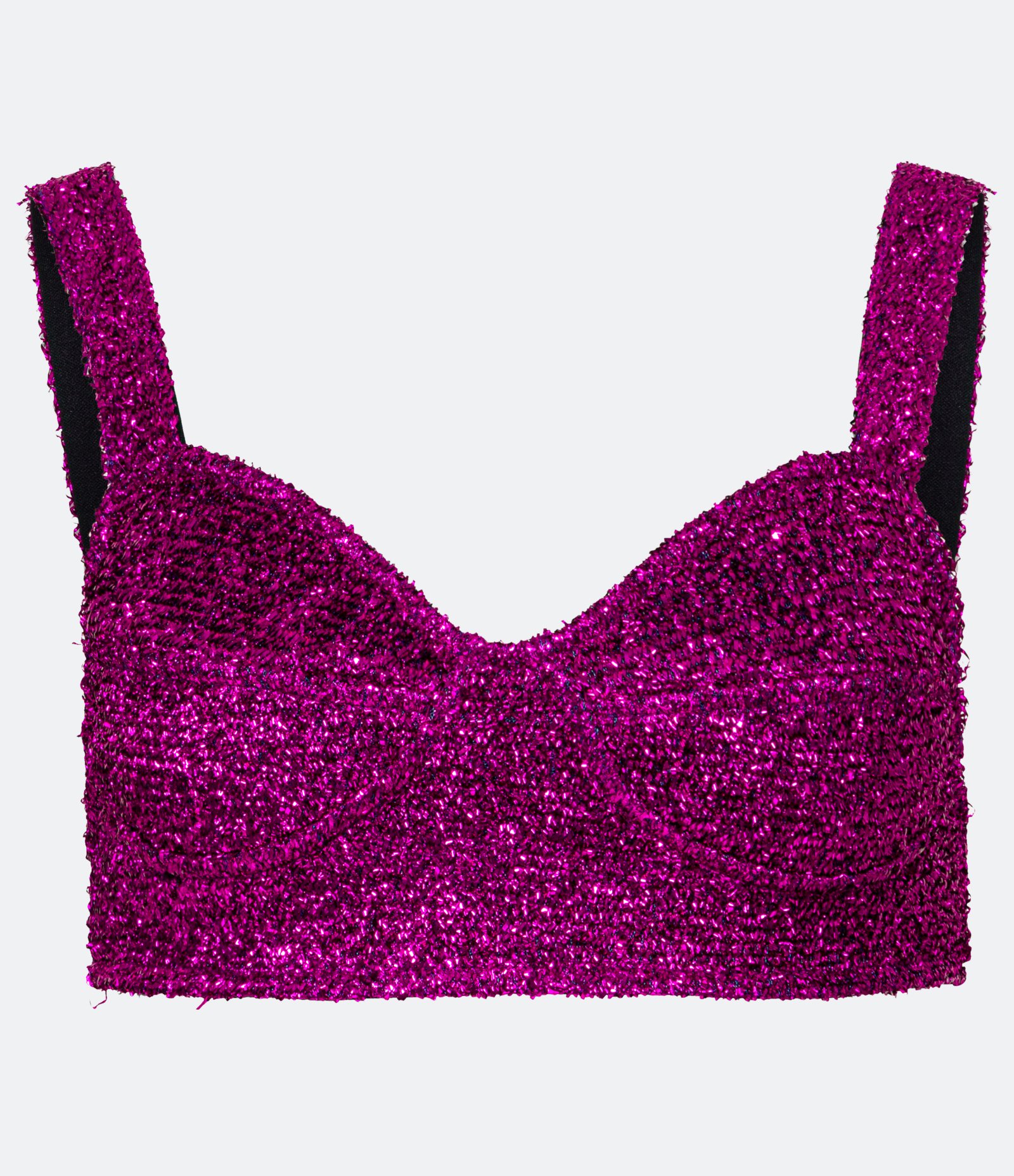 Blusa Regata Cropped em Jersey Metalizado com Decote Coração Rosa 5