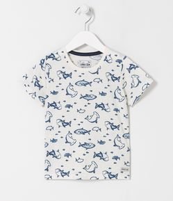 Camiseta Infantil com Estampas de Tubarões - Tam 1 a 5 anos
