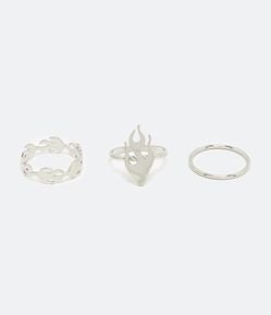 Kit 3 Anéis em Metal com Foguinhos