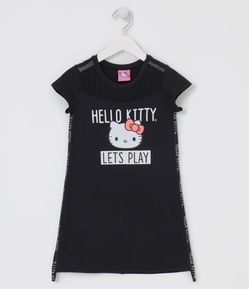 Vestido Infantil en Molecotton con Estampado de la Hello Kitty - Tam 5 a 14 años