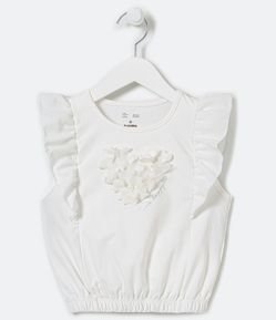 Blusa Infantil Regata com Coração de Organza - Tam 5 a 14 anos