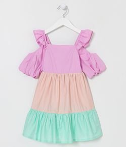 Vestido Infantil com Mangas Bufantes - Tam 5 a 14 anos