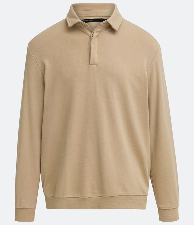 Polo en Algodón con Manga Larga y Barra Ajustadas Beige 5