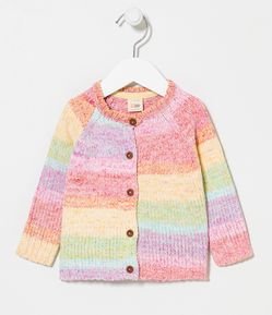 Cardigan Infantil em Chenille Colorido - Tam 0 a 18 meses