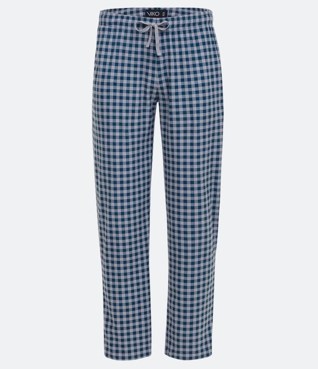 Pantalón de Pijama en Cuadrillé Grid Azul 5